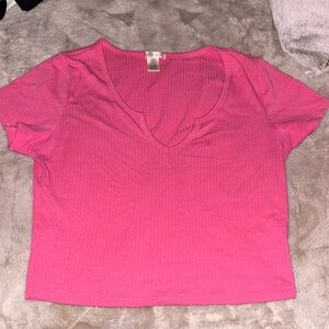 Stylish Pink V-Neck Crop Top